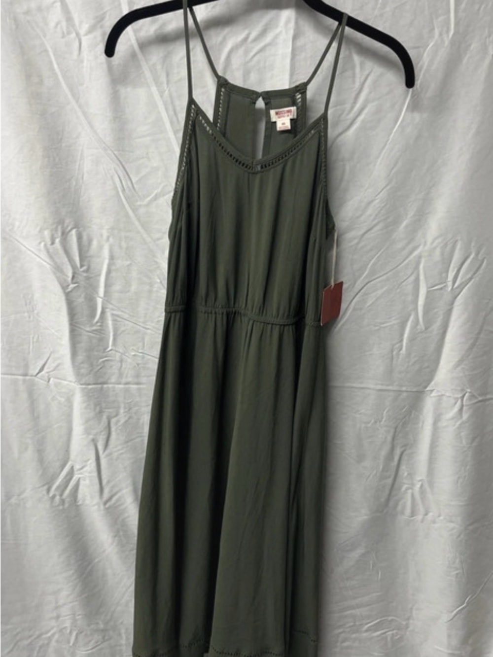 Mossimo Supply Co. Olive Green Spaghetti-Strap Midi Dress